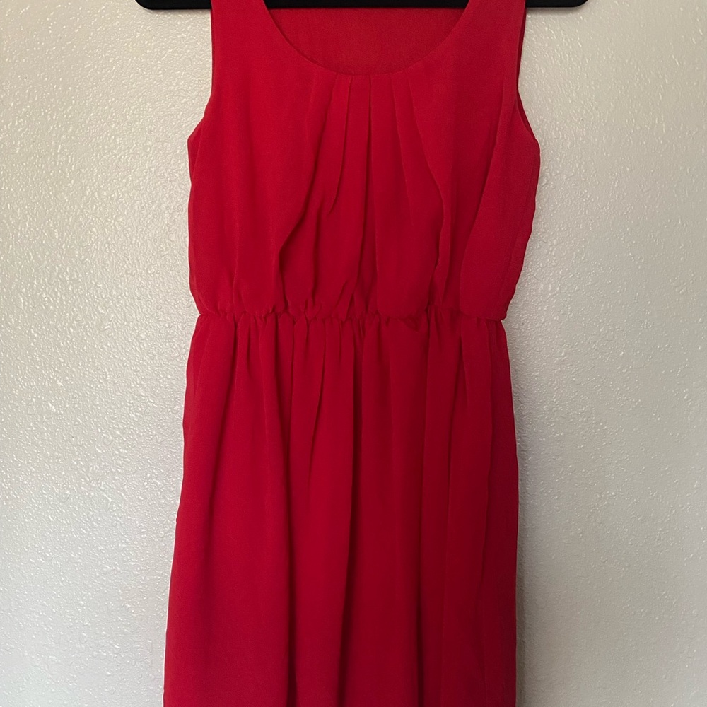 Papaya Red Sleeveless Scoop Neck Sundress